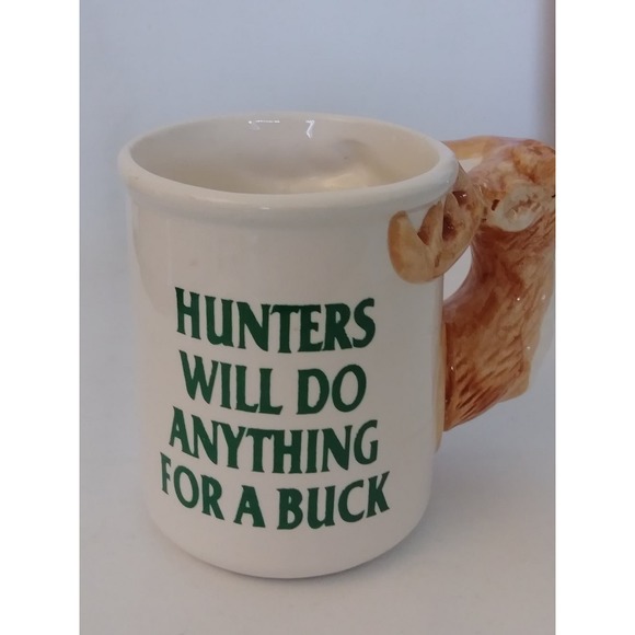 Vtg Buck Deer Mug Hunters Will Do Anything For a Buck Hunting Mug (shelf) - Picture 2 of 8
